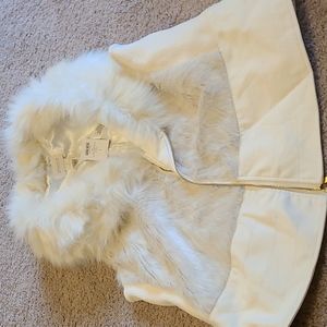 Chicos white leather and fur vest